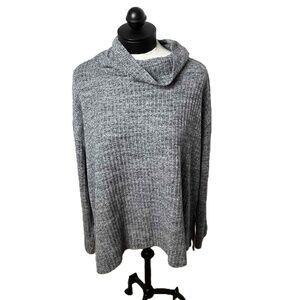 Maeve By Anthropologie Gray Cowl Neck Ribbed Long Sleeve Pullover Sweater Size L